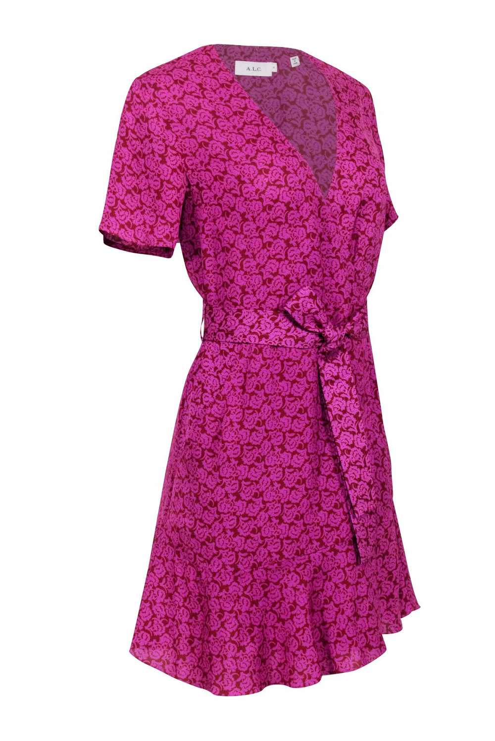 A.L.C. - Pink & Rust Red Paisley Printed Mini Wra… - image 2