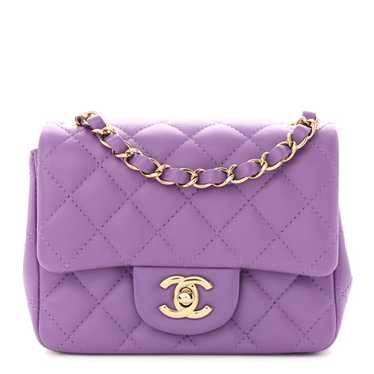CHANEL Lambskin Quilted Mini Square Flap Purple
