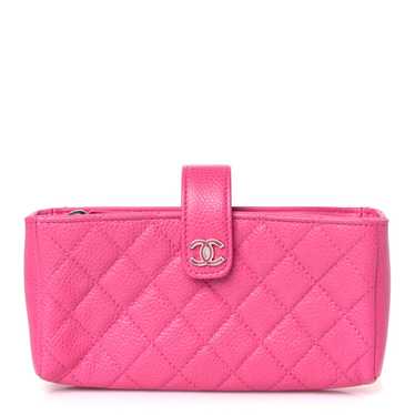 CHANEL Caviar Quilted Mini Phone Holder Clutch Pi… - image 1