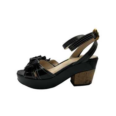 Prada Black Patent Leather Cork Heeled Sandals Sz… - image 1