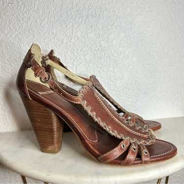 BERNARDO Leather Heel Womens Size 8 Brown Braided… - image 1