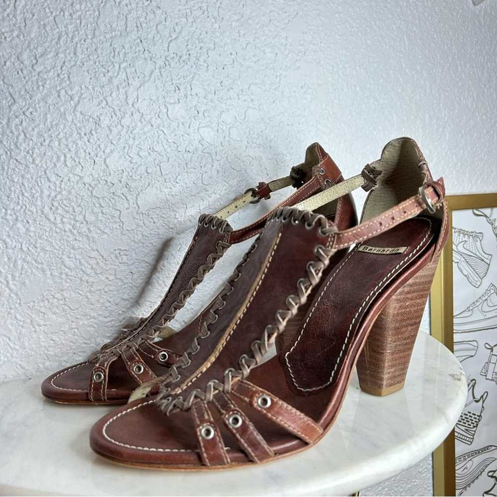 BERNARDO Leather Heel Womens Size 8 Brown Braided… - image 9