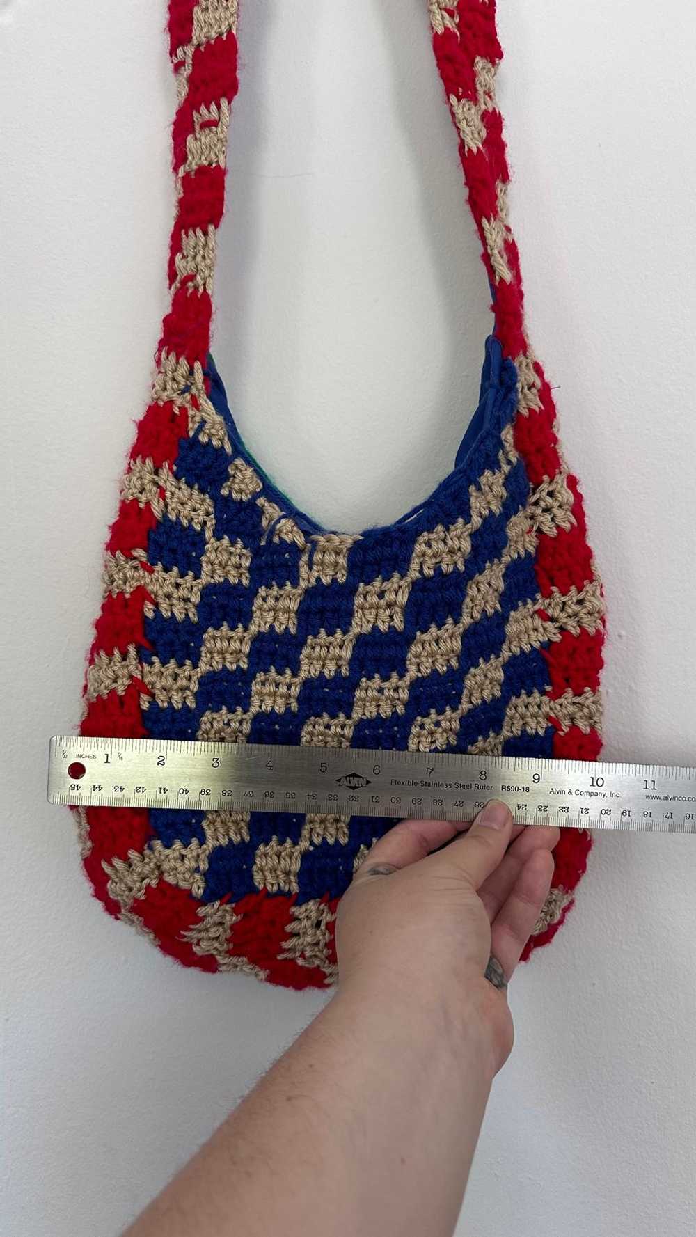 Handmade Crochet Checkered Purse | Used, Secondha… - image 2