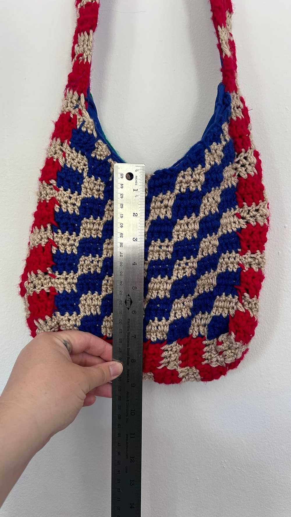 Handmade Crochet Checkered Purse | Used, Secondha… - image 3