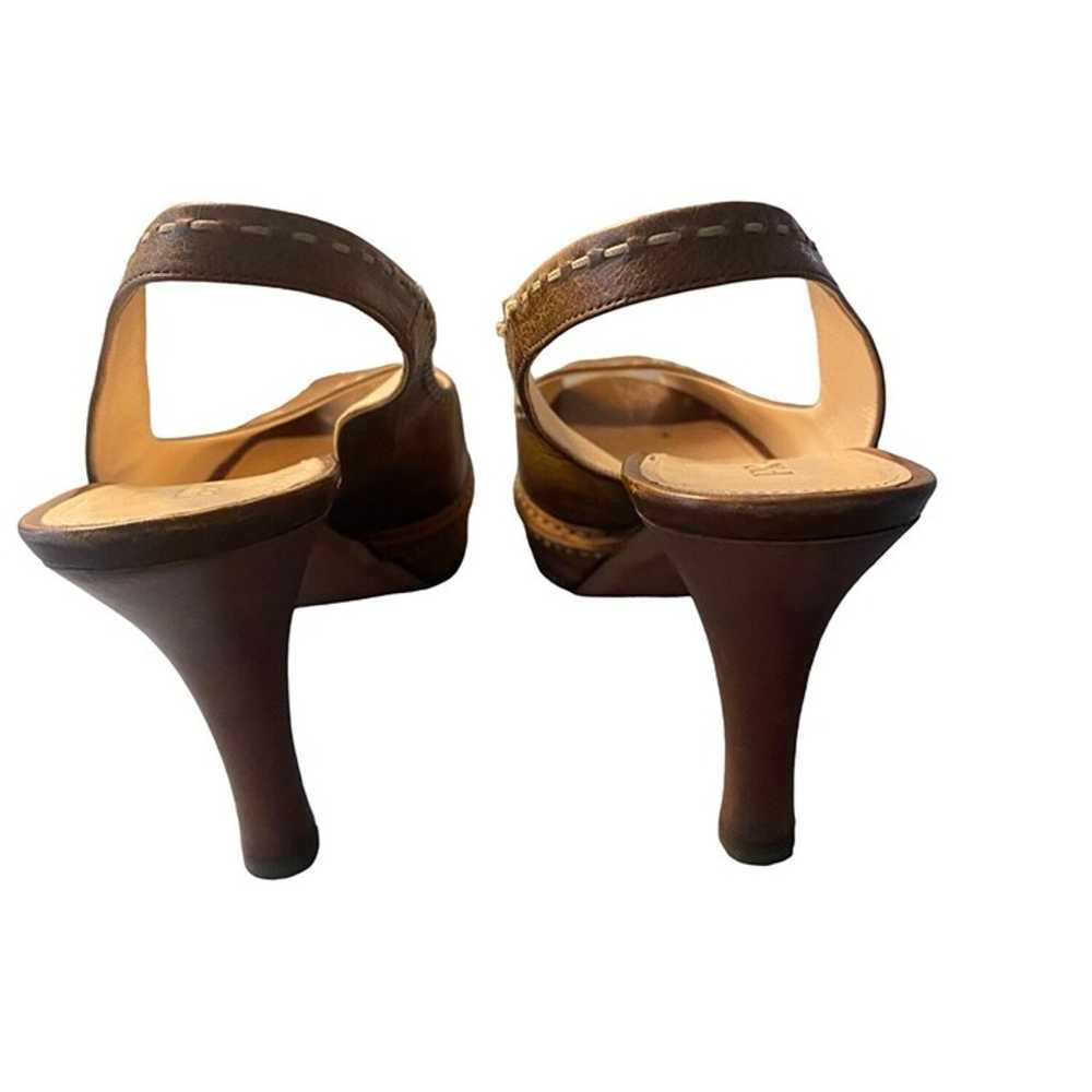 Prada Brown Leather Peep Toe Slingback Heels 40 - image 3