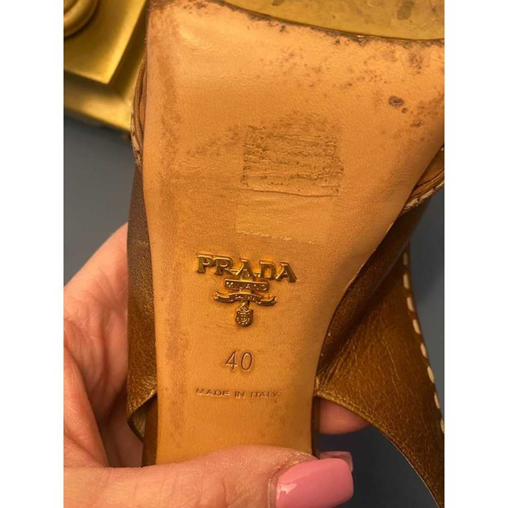 Prada Brown Leather Peep Toe Slingback Heels 40 - image 5