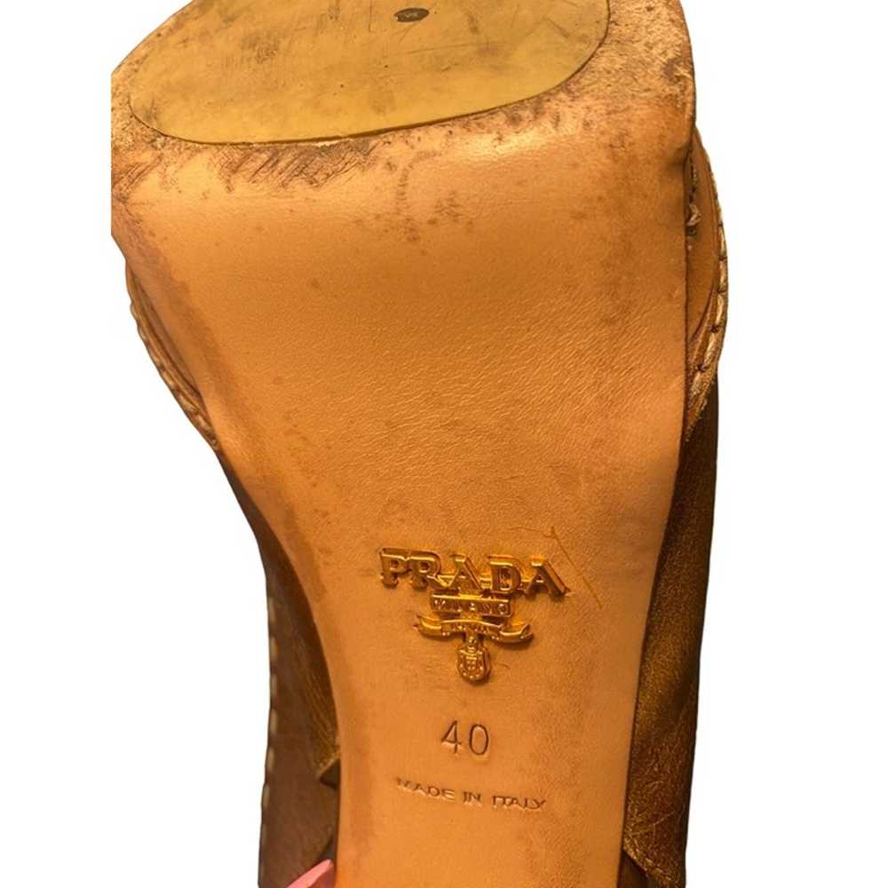 Prada Brown Leather Peep Toe Slingback Heels 40 - image 6