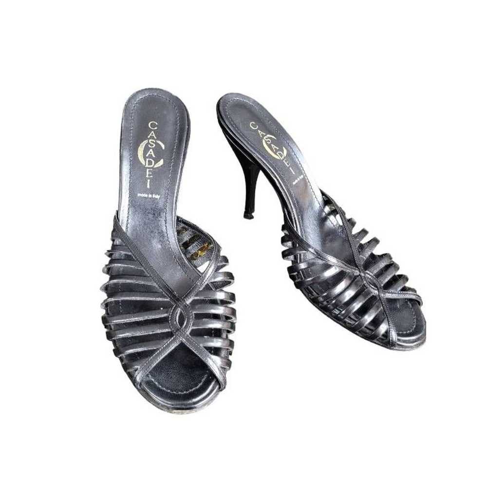 Casadei Womens Sandal Heel Black Leather Slip On … - image 1