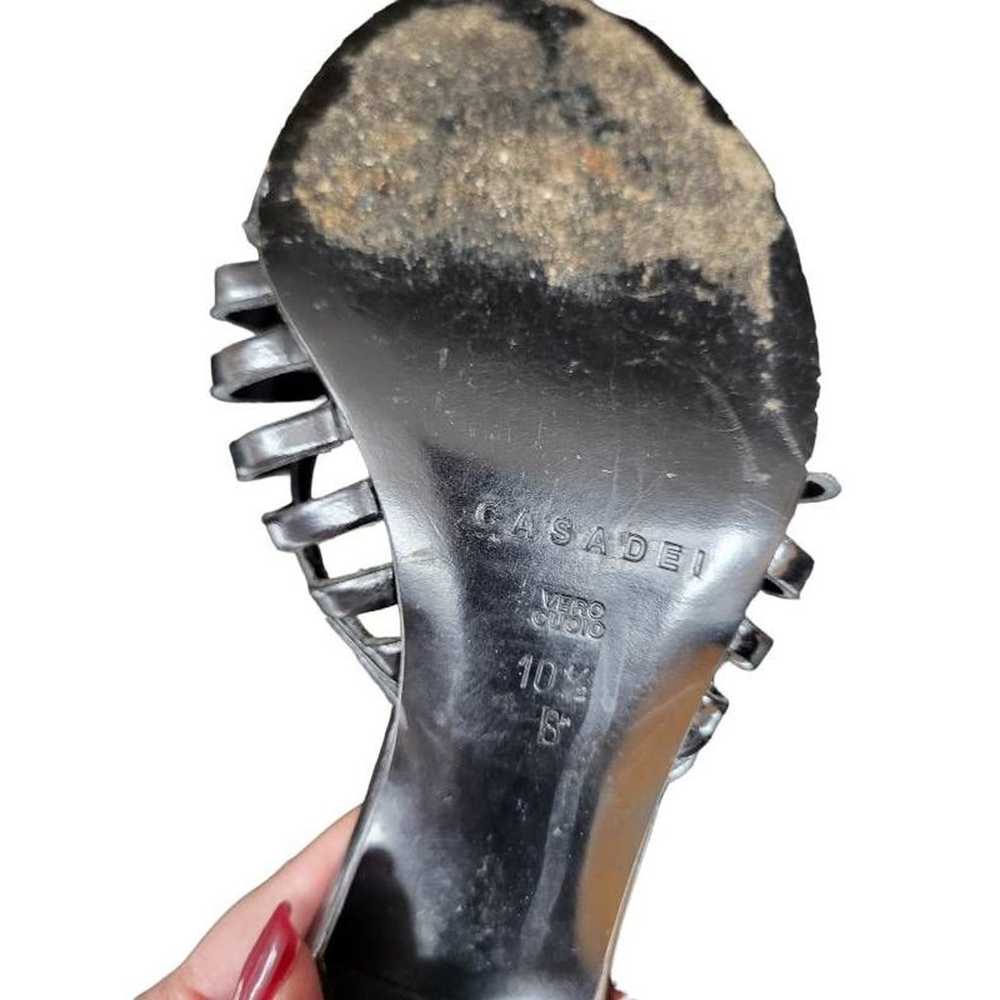 Casadei Womens Sandal Heel Black Leather Slip On … - image 3