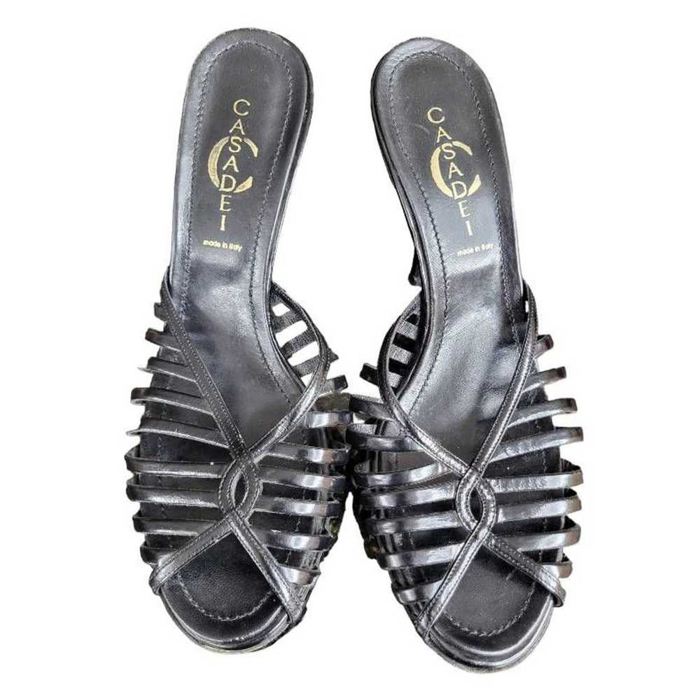 Casadei Womens Sandal Heel Black Leather Slip On … - image 6