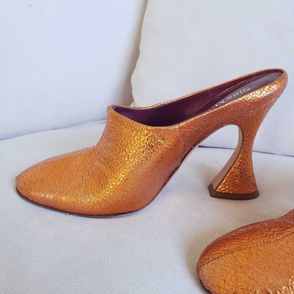 Sies Marjan Elisa Laminated Crinkled Orange Heels - image 2