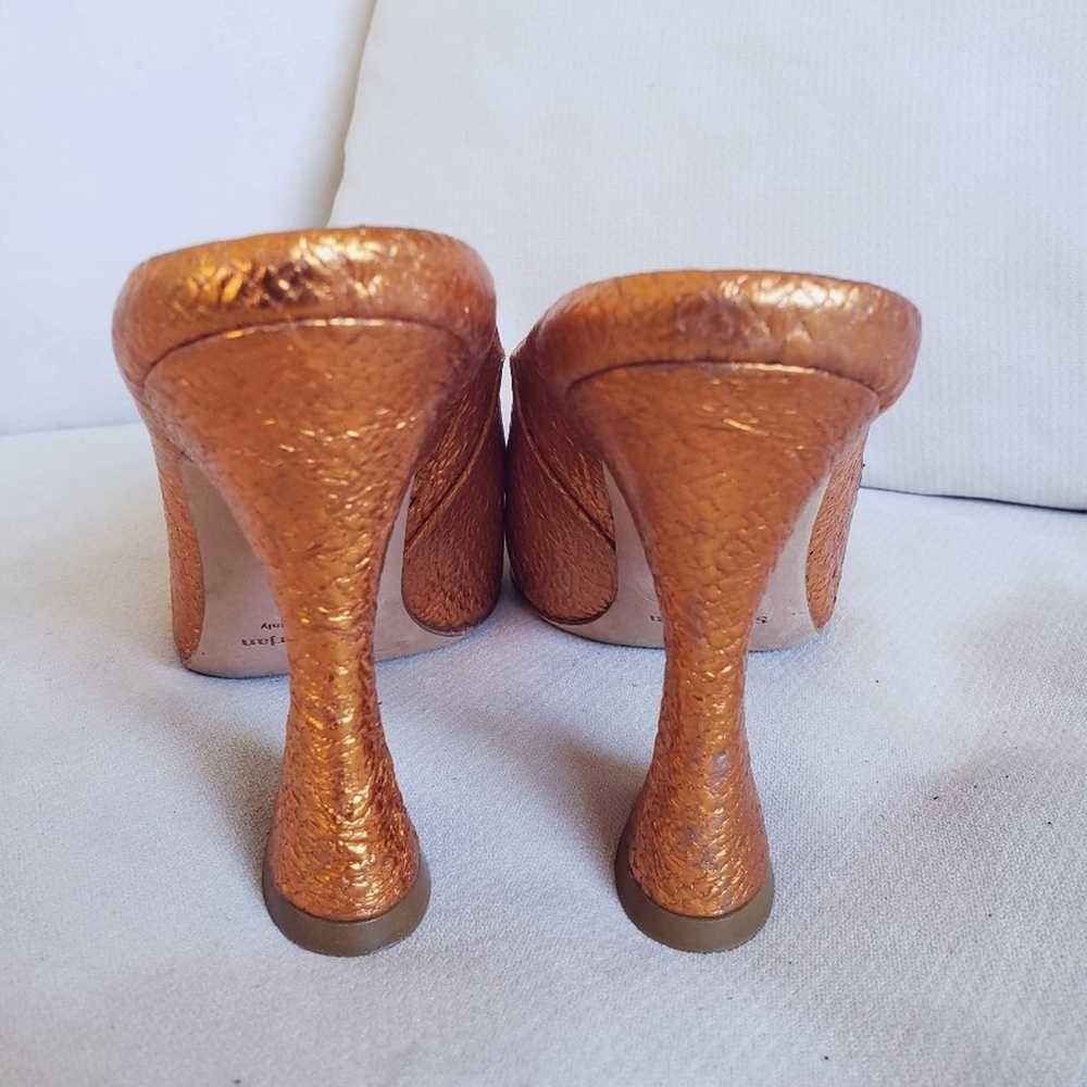 Sies Marjan Elisa Laminated Crinkled Orange Heels - image 4