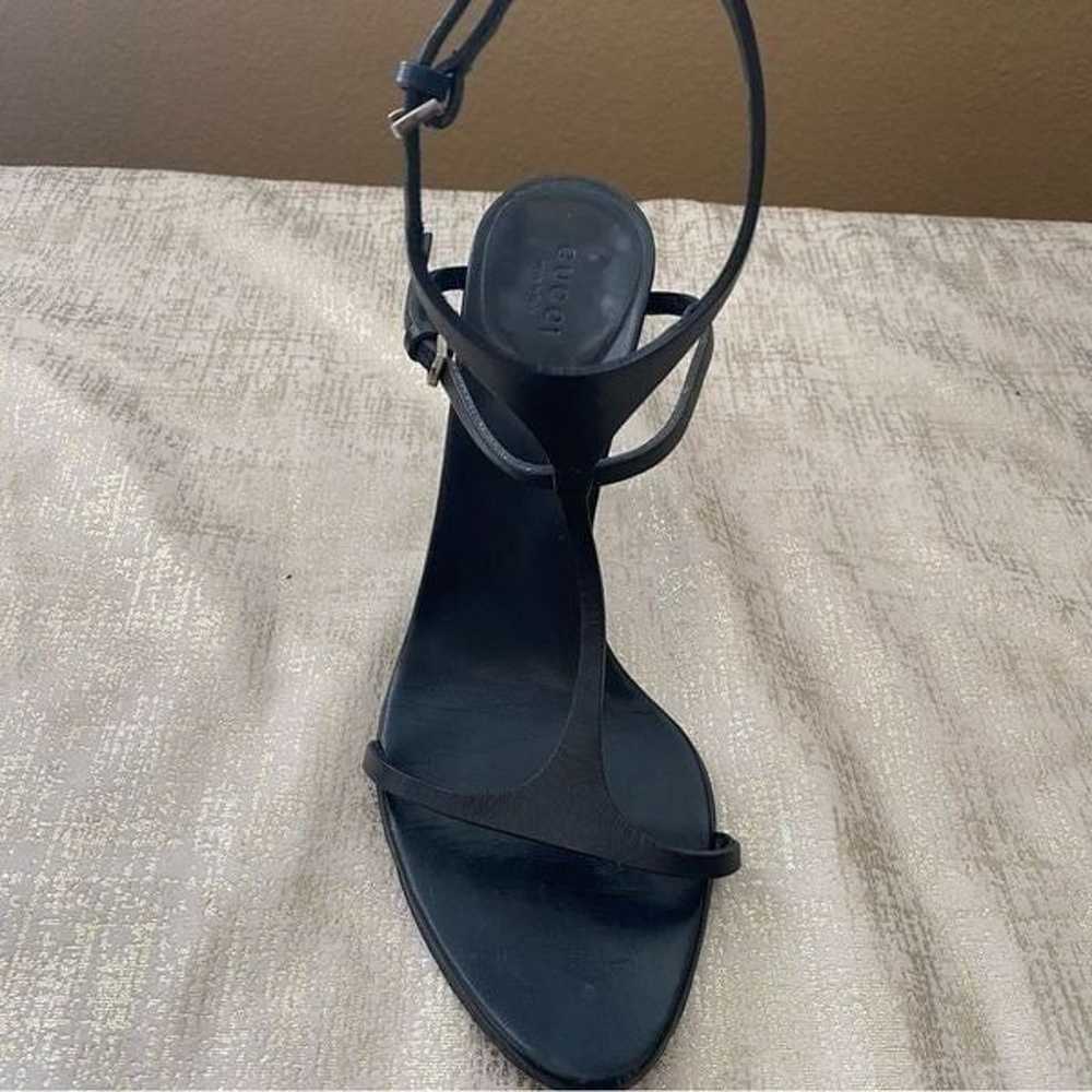 Gucci Black Leather Slingback Strappy Sandals wit… - image 9