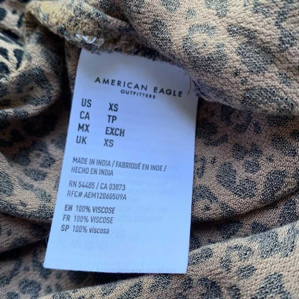 American Eagle Tan Black Leopard Print Wrap Shirt… - image 4