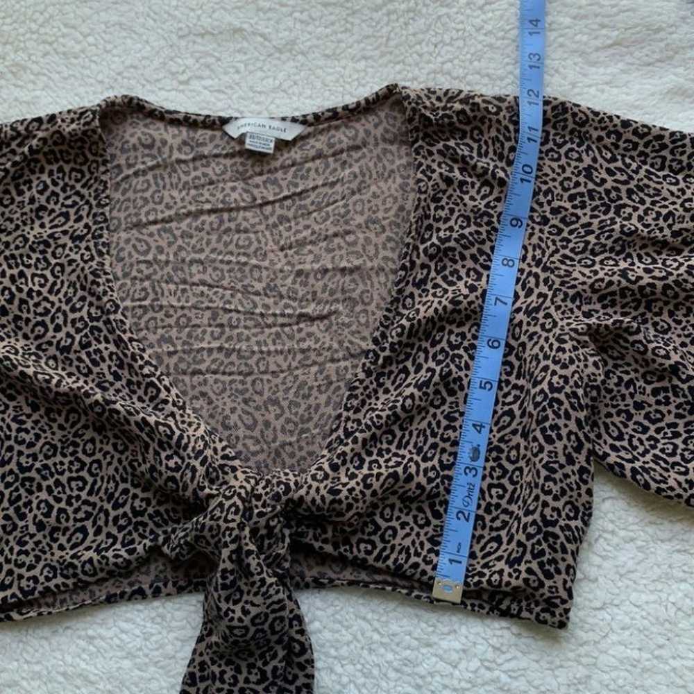 American Eagle Tan Black Leopard Print Wrap Shirt… - image 7