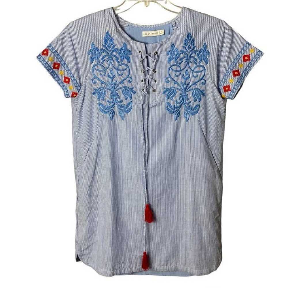 Women's Paper Crane Boho Embroidered Tunic Tassel… - image 7