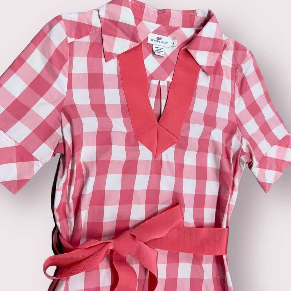 Vineyard Vines Pink Gingham Dress Size 4 - image 3