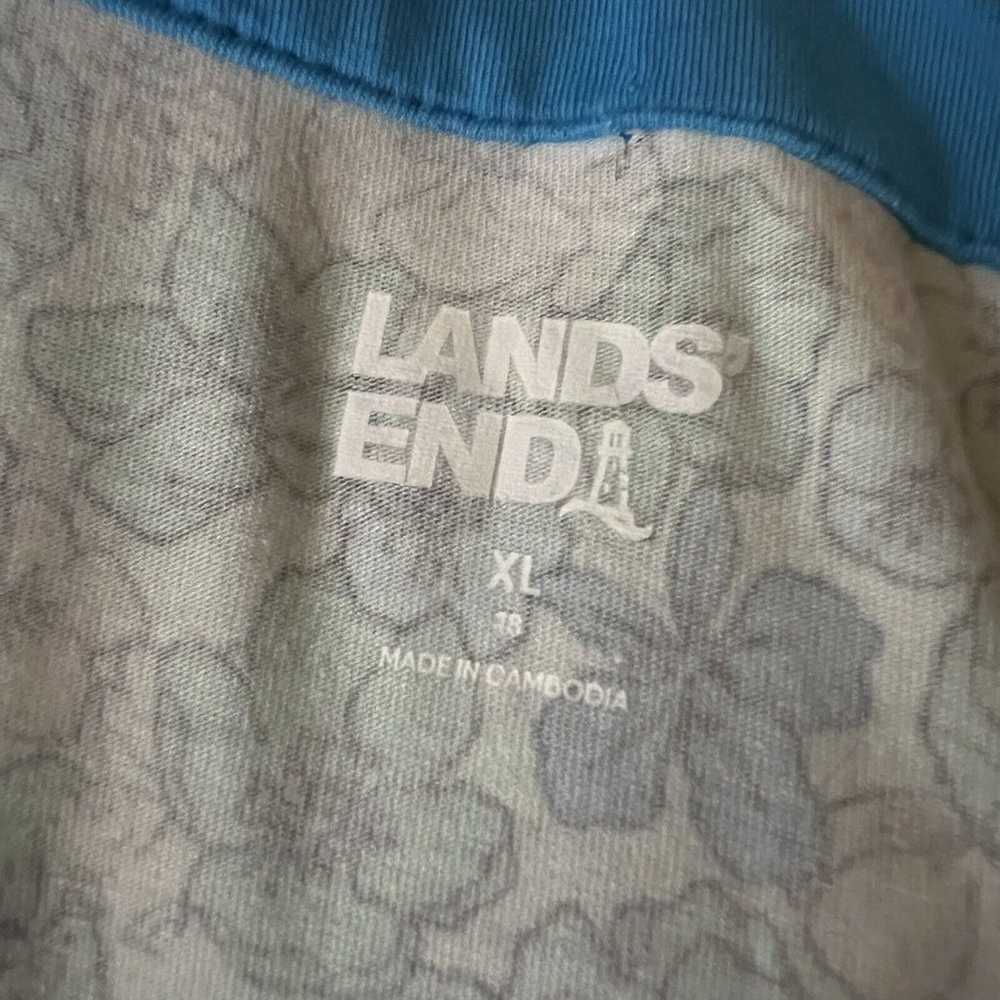 Lands End Midi Dress Womens XL Blue Floral Cotton… - image 8
