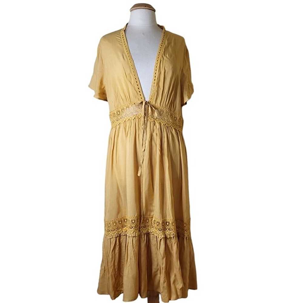 Torrid Dress Size 2/2X Mustard Yellow with Lace O… - image 2
