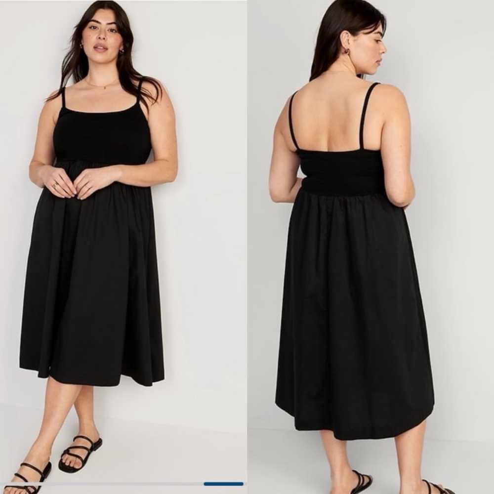 Old Navy Black Fit and Flare Combination Midi Dre… - image 1