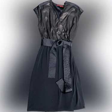 Narciso Rodriguez Dress M sequin black faux wrap … - image 1