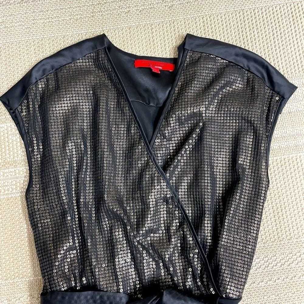 Narciso Rodriguez Dress M sequin black faux wrap … - image 4