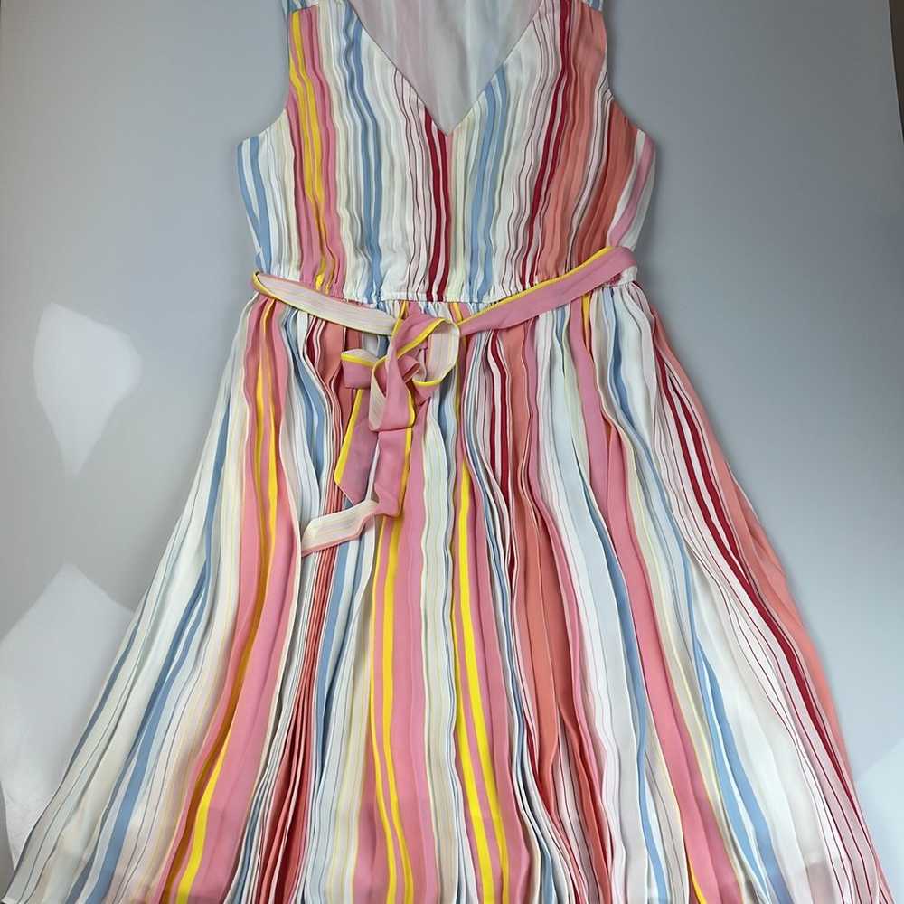 Loft Multicolor Striped Pleated Dress S4-12 - image 1