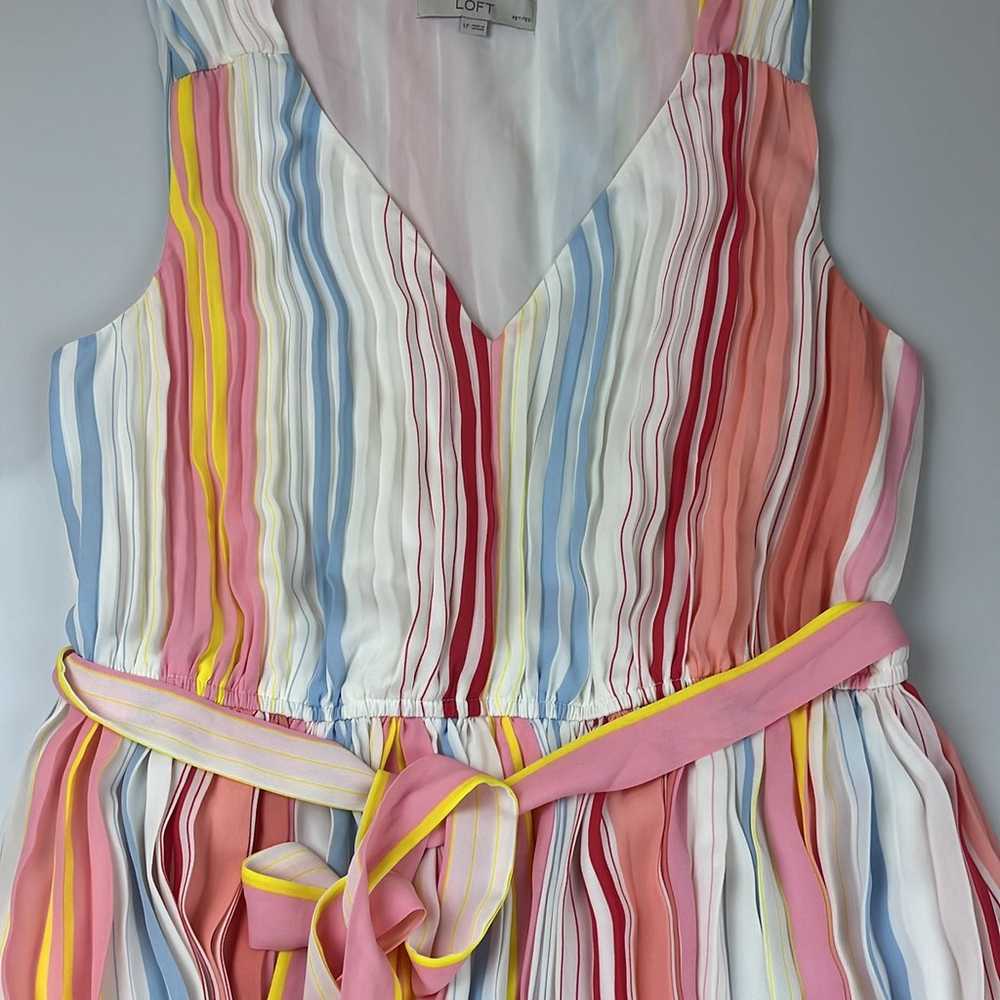Loft Multicolor Striped Pleated Dress S4-12 - image 2
