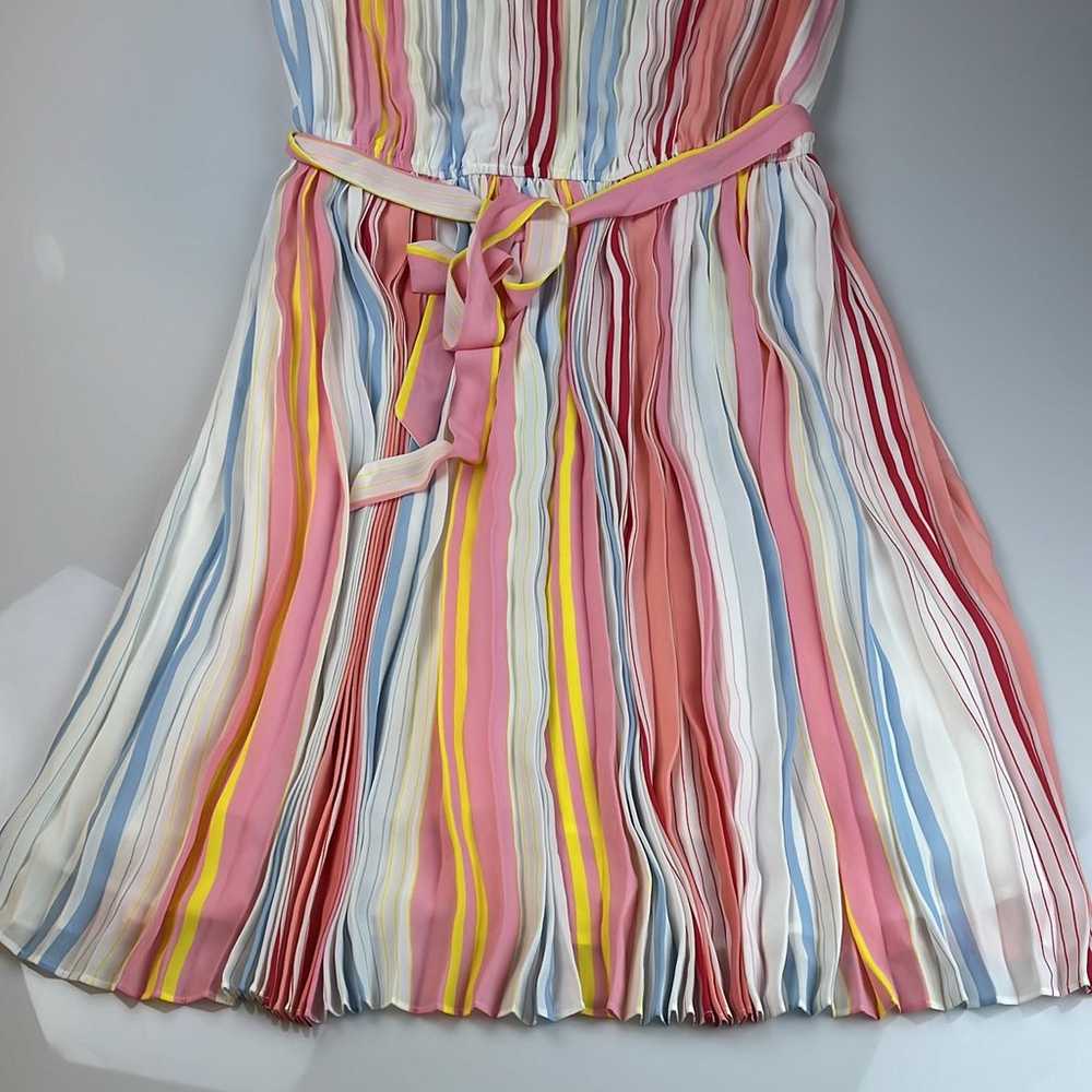 Loft Multicolor Striped Pleated Dress S4-12 - image 3