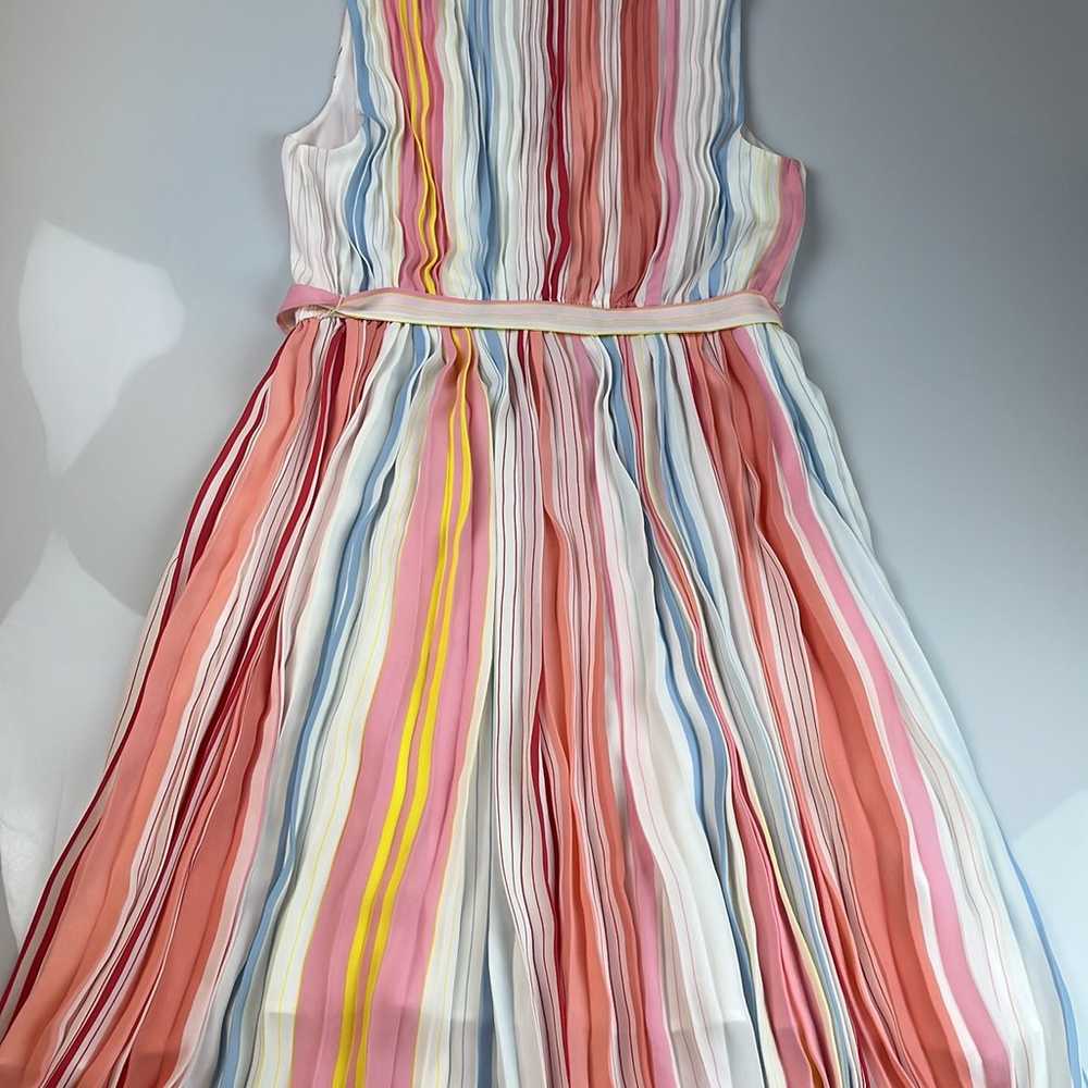 Loft Multicolor Striped Pleated Dress S4-12 - image 4