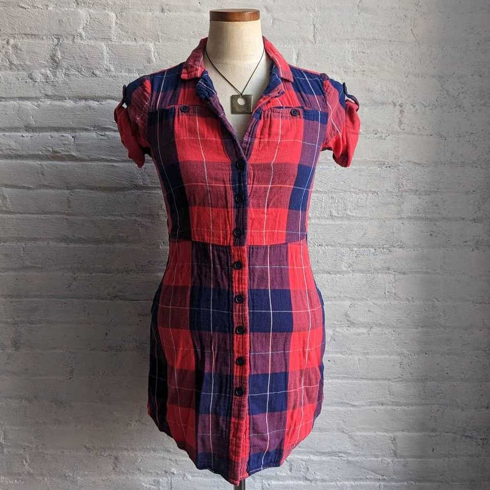 Urban Outfitters Red Plaid Dress Y2K Western Cowg… - image 1