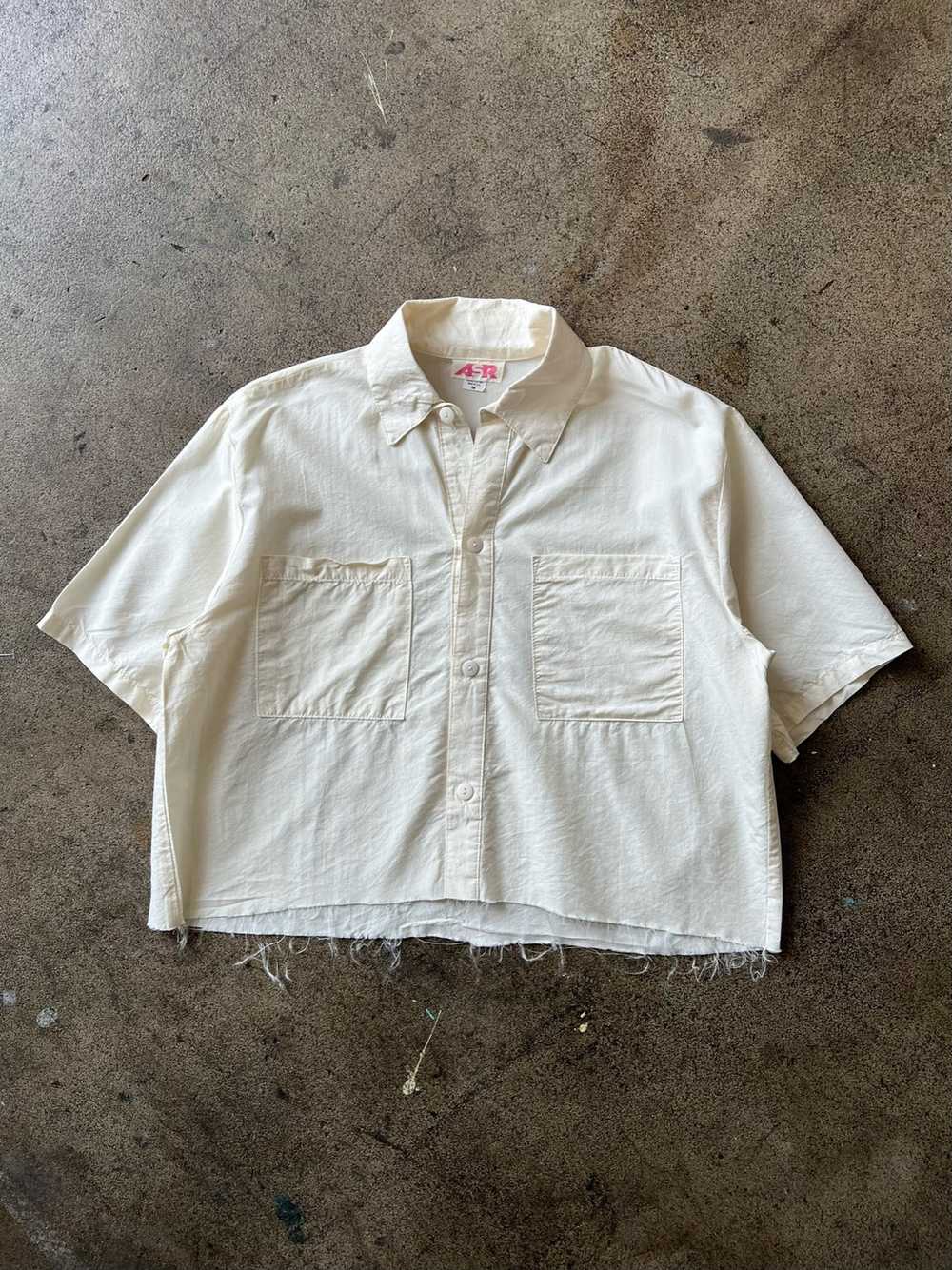 1990s Cropped Cream Two Pocket Shirt - image 1