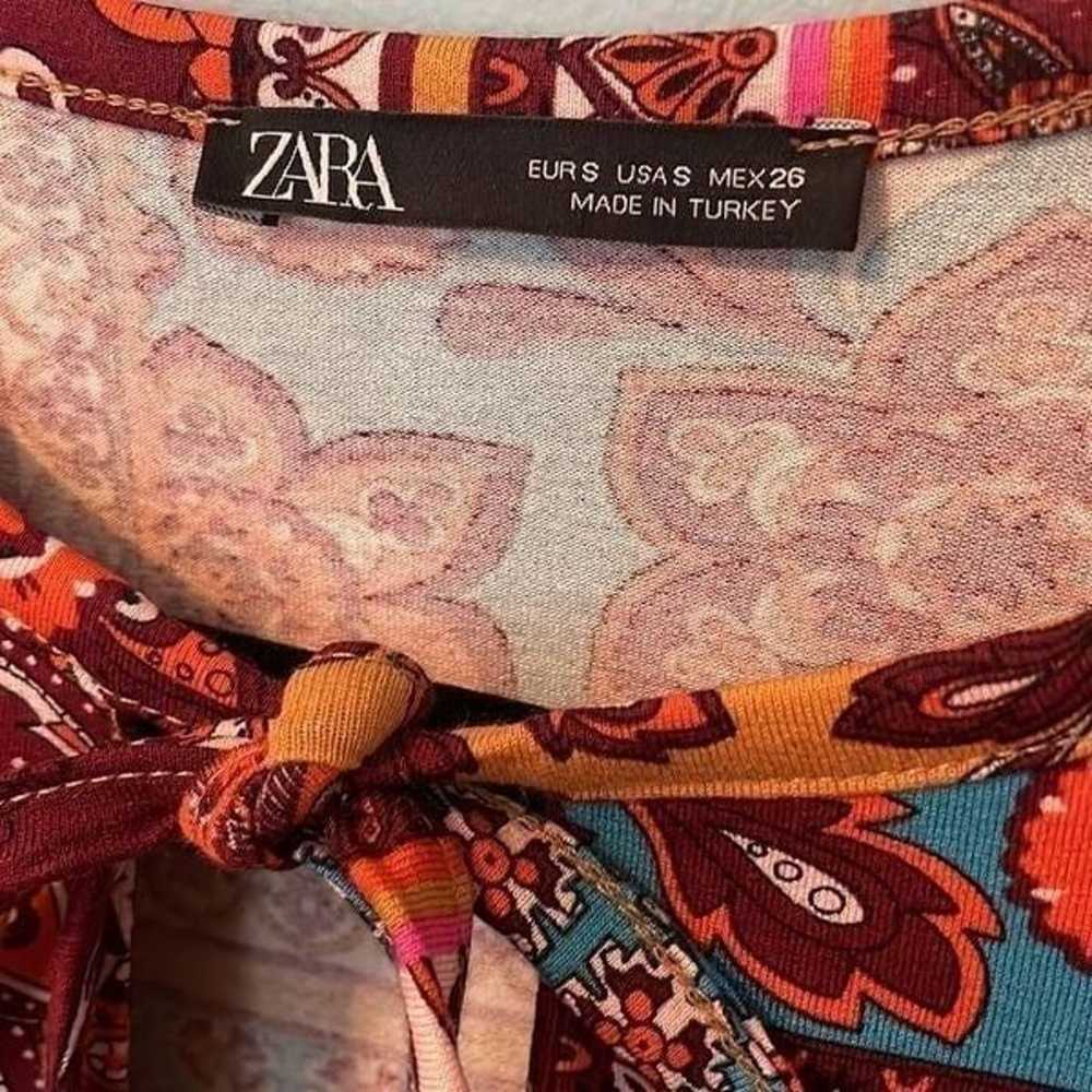Zara Basic Floral Long  Bell Sleeve Dress Tight N… - image 6