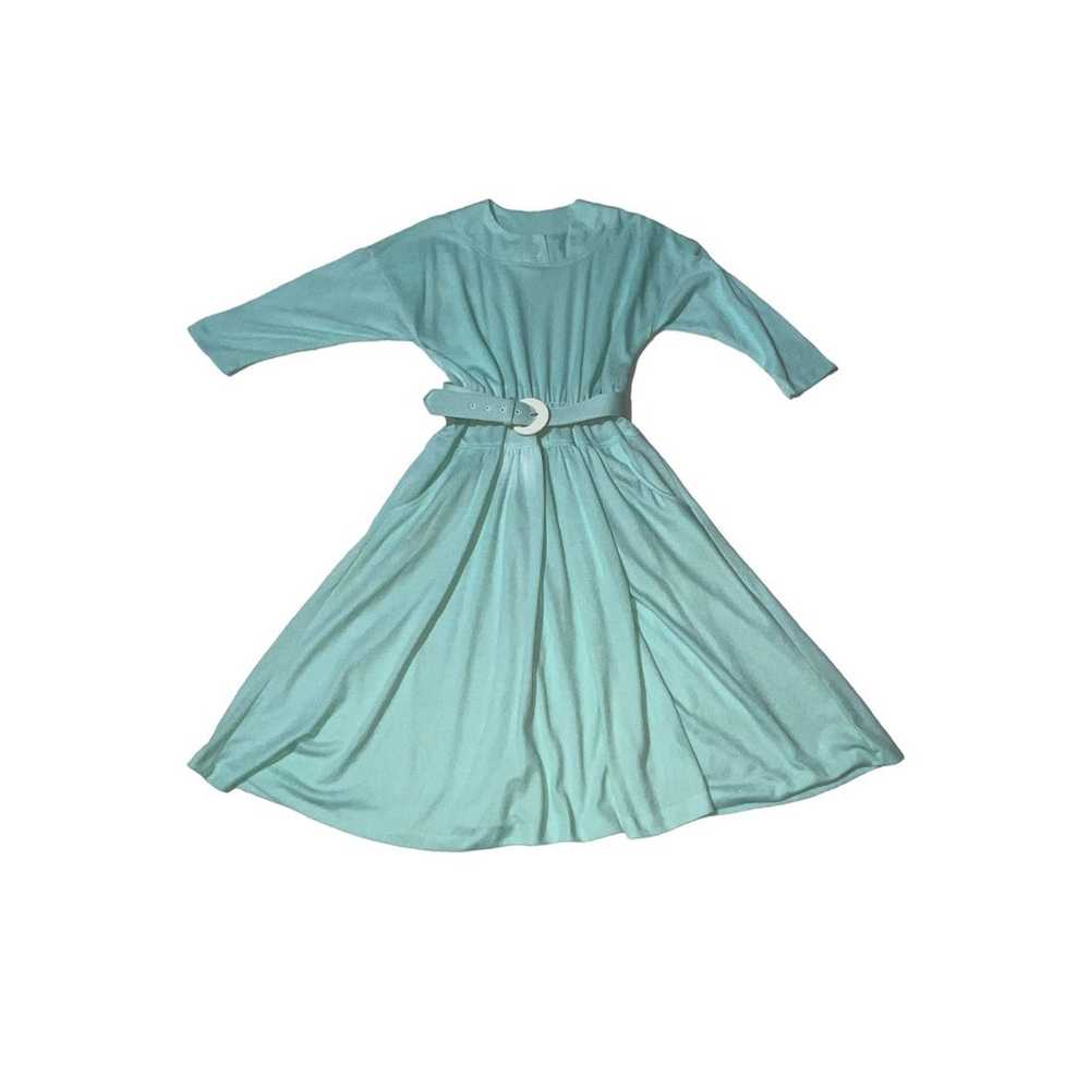 carriage court 90s blue belted dress - image 1