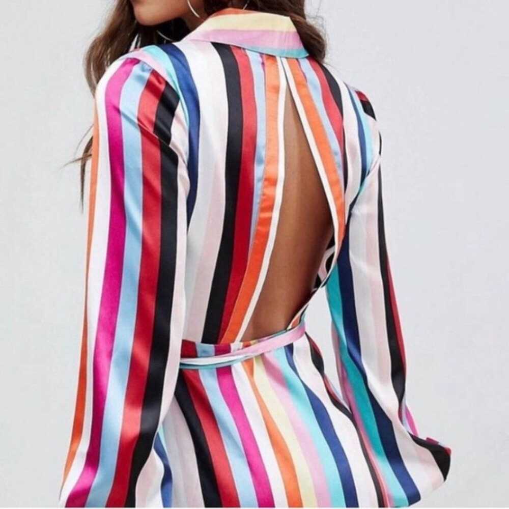 NWT Asos Rainbow Stripe Mini Wrap Dress Size 0 Fa… - image 2