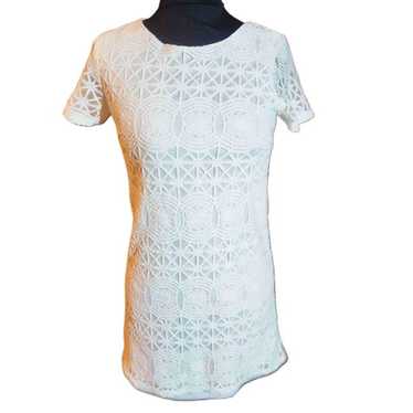 Lulus Womens White Short Sleeve Lace Mini Dress S… - image 1