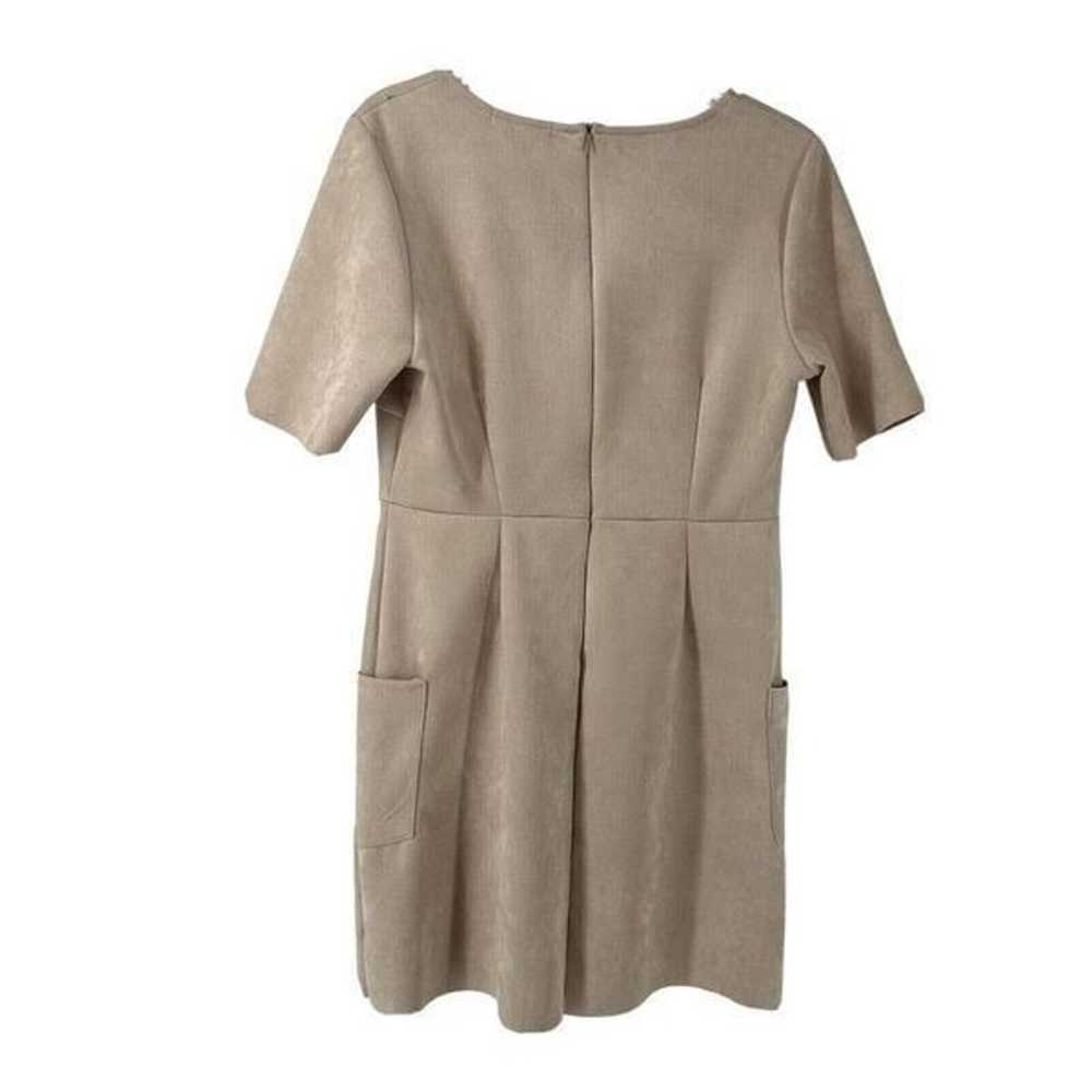 Lulus Dress Micro Suede Short Sleeve V Neck Tan S… - image 2