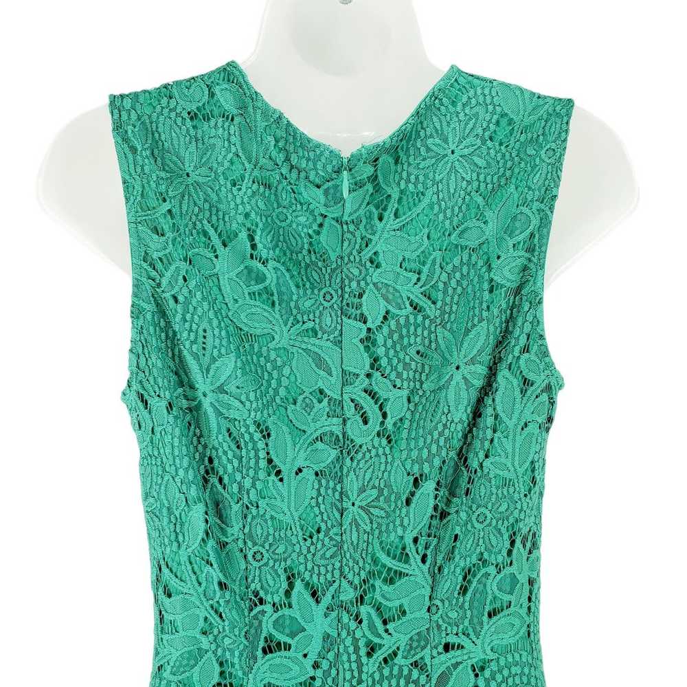 Sharagano Lace Sheath Dress Women 6 Green Sleevel… - image 10