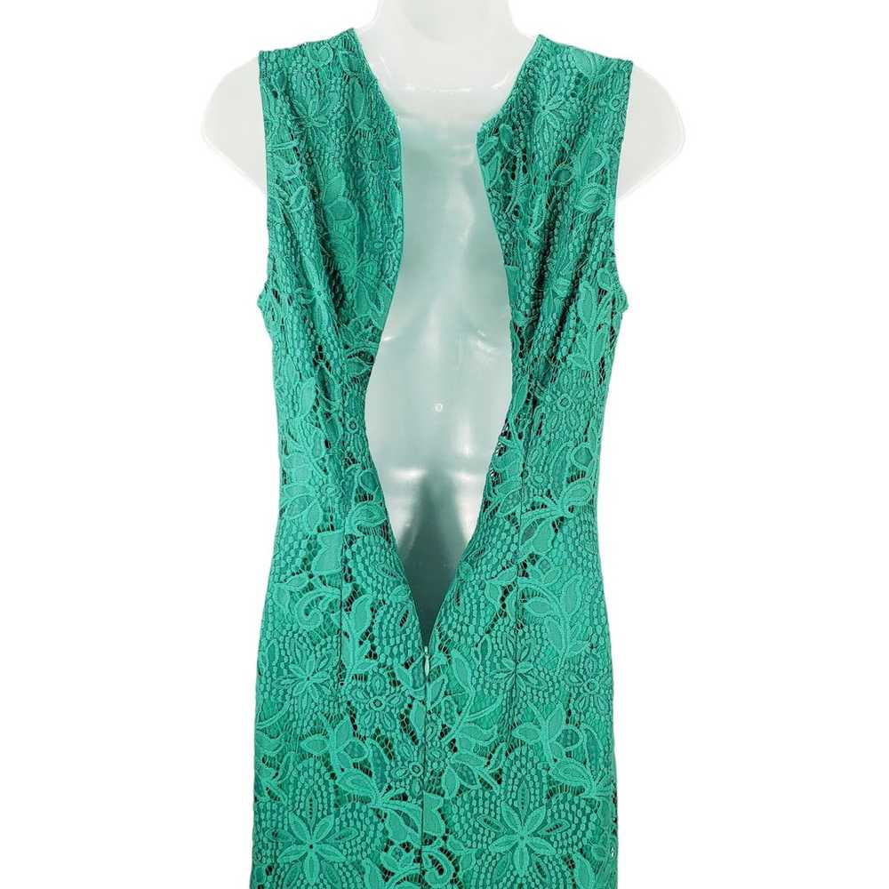 Sharagano Lace Sheath Dress Women 6 Green Sleevel… - image 11