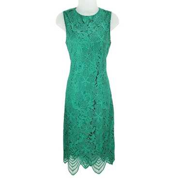Sharagano Lace Sheath Dress Women 6 Green Sleevel… - image 1