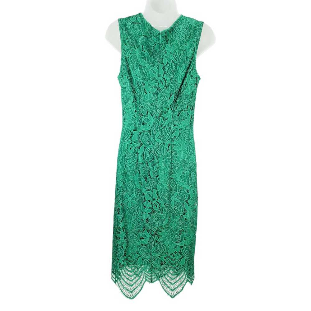 Sharagano Lace Sheath Dress Women 6 Green Sleevel… - image 2