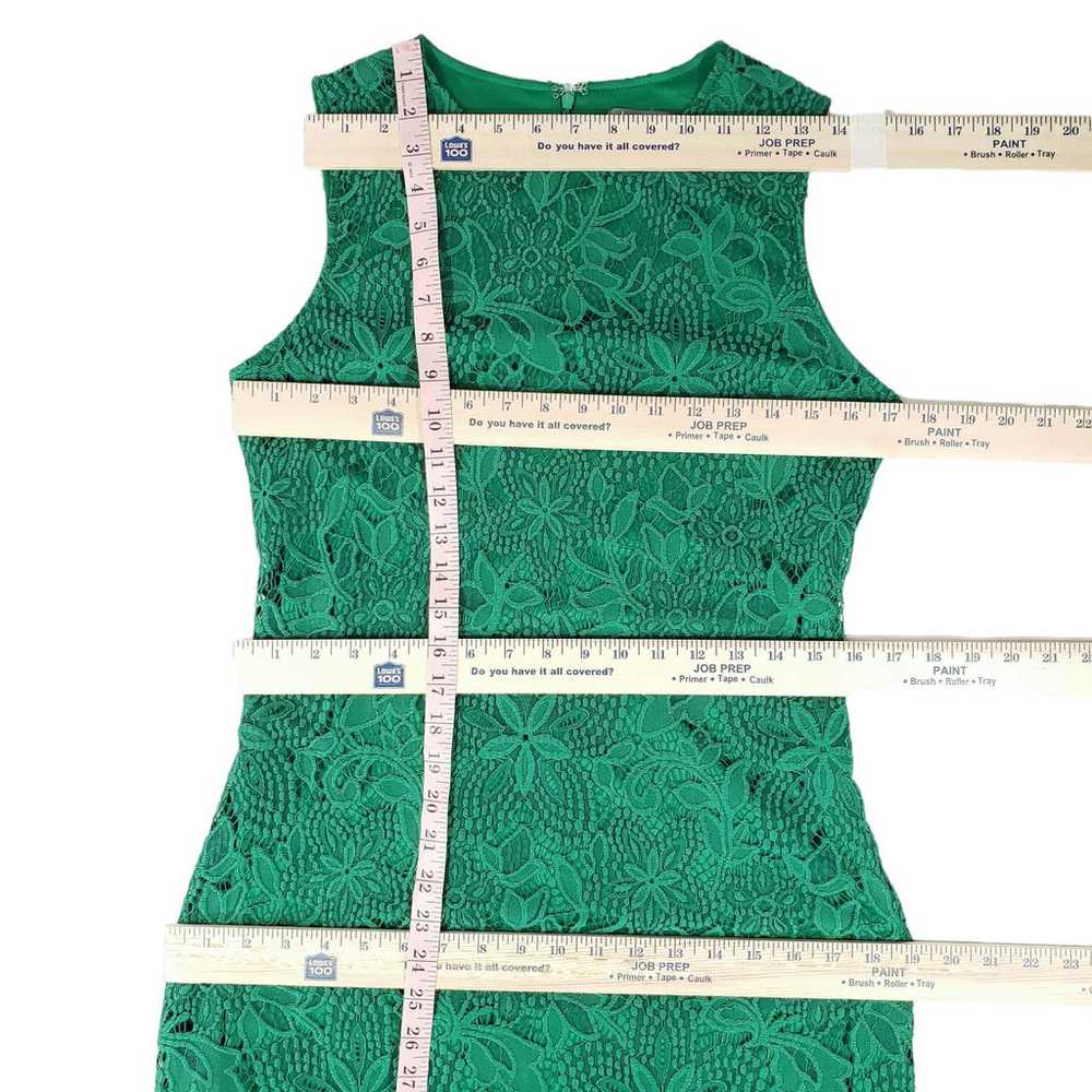 Sharagano Lace Sheath Dress Women 6 Green Sleevel… - image 3