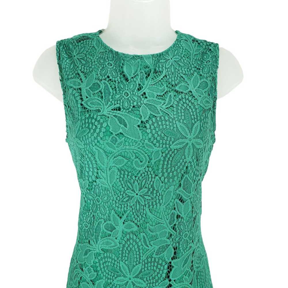 Sharagano Lace Sheath Dress Women 6 Green Sleevel… - image 7