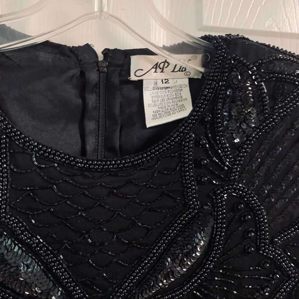 Vintage Adrianna Papell AP Ltd black beaded eveni… - image 8