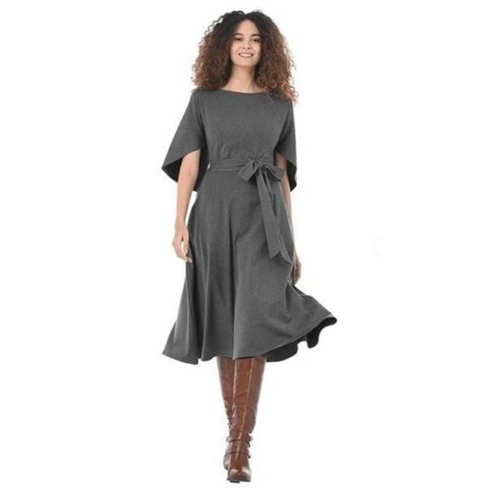 eShakti Zapelle Midi Dress Women Size 18 Grey Cap… - image 1