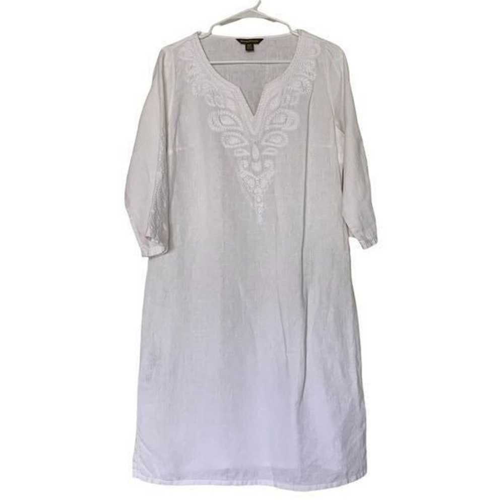 TOMMY BAHAMA women’s white embroidered linen tuni… - image 1
