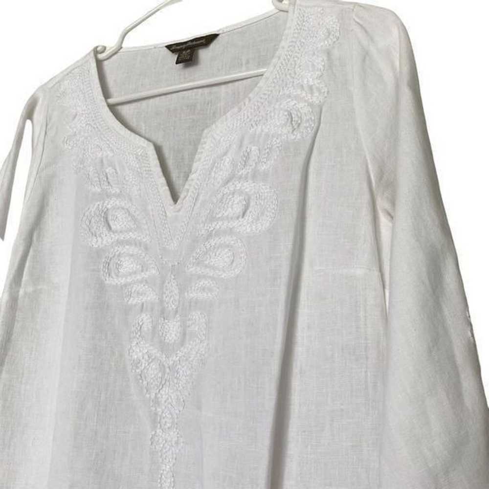 TOMMY BAHAMA women’s white embroidered linen tuni… - image 2