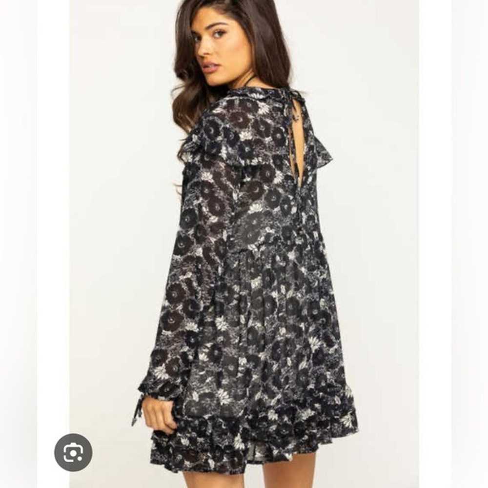 Free People SMALL These Dreams black floral tunic… - image 3