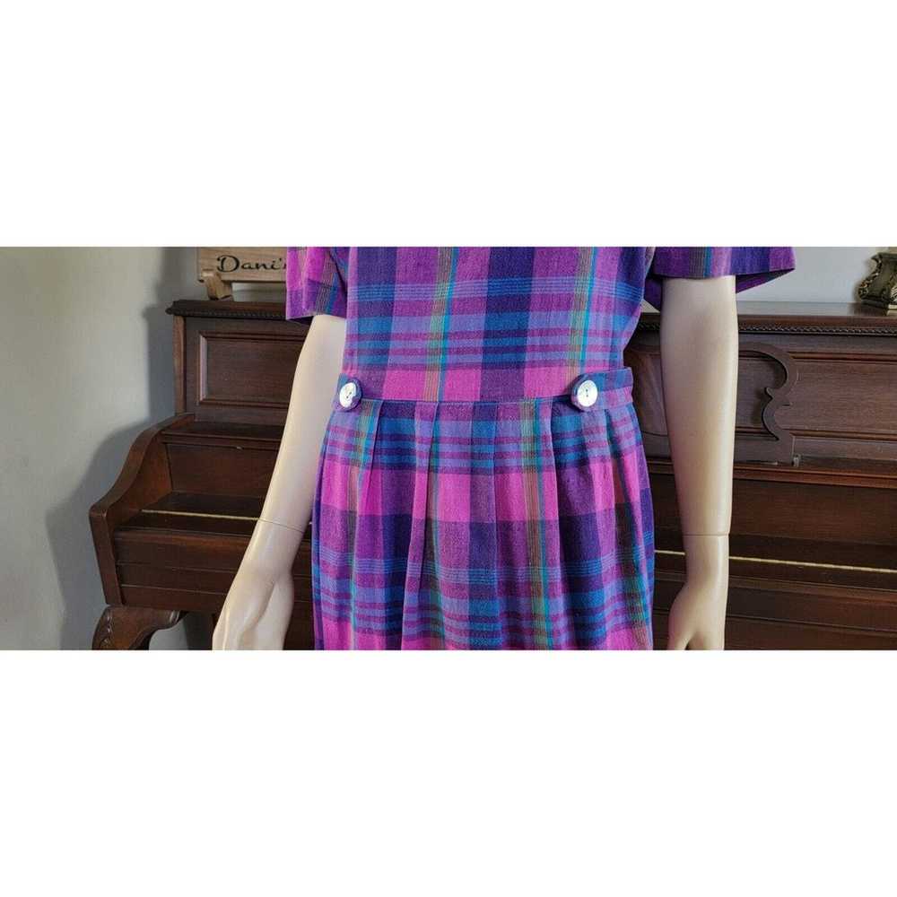 Vintage Purple And Pink Plaid Lady Dorby Long Dre… - image 2