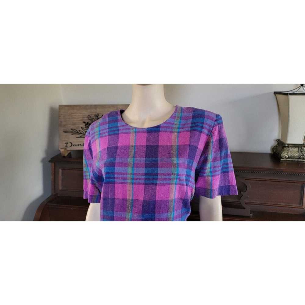 Vintage Purple And Pink Plaid Lady Dorby Long Dre… - image 3